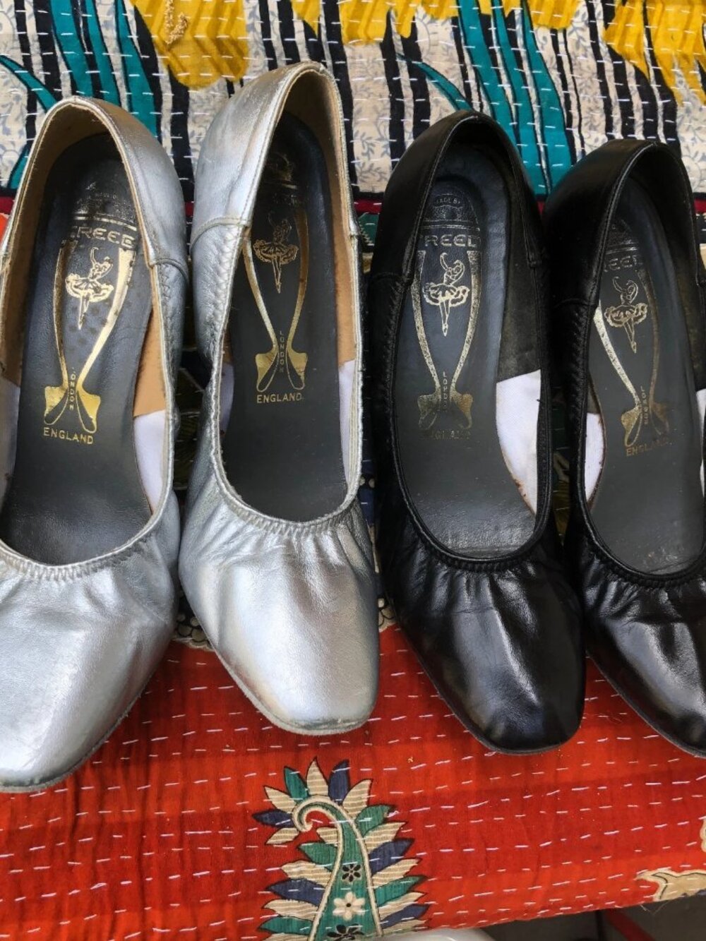2 pr Vintage Freed of London ballroom dance Shoes Silver Black Sz 6 est  - READ